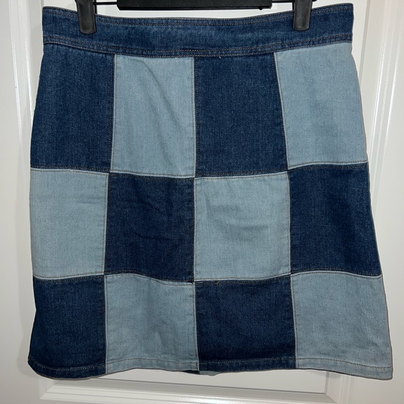 FRNCH Checkered Denim Skirt - Picture 2 of 3